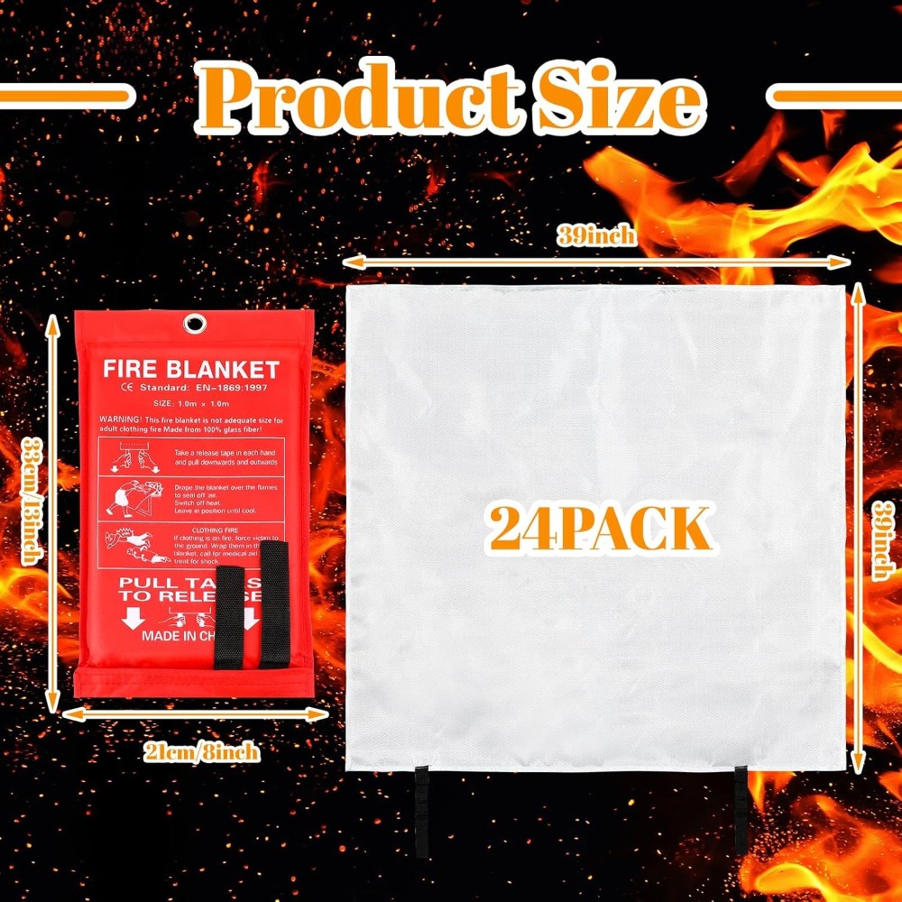 24 Pcs Fire Blanket - Fibergla - Fire Blanket Kitchen avis et prix