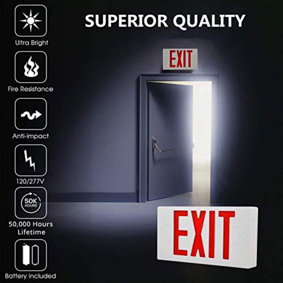 Ultra Slim LED Exit Sign, Red  - Emergency Exit Sign avis et prix