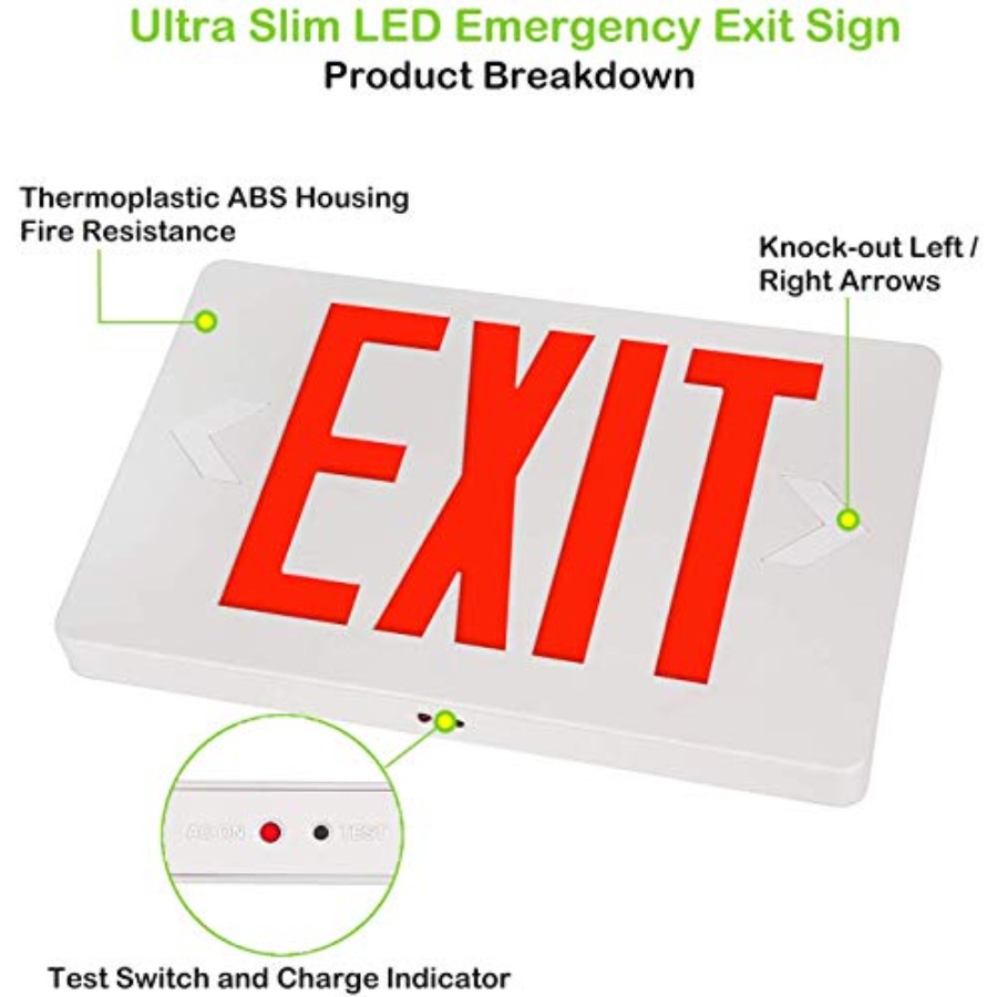 Ultra Slim LED Exit Sign, Red  - Emergency Exit Sign avis et prix