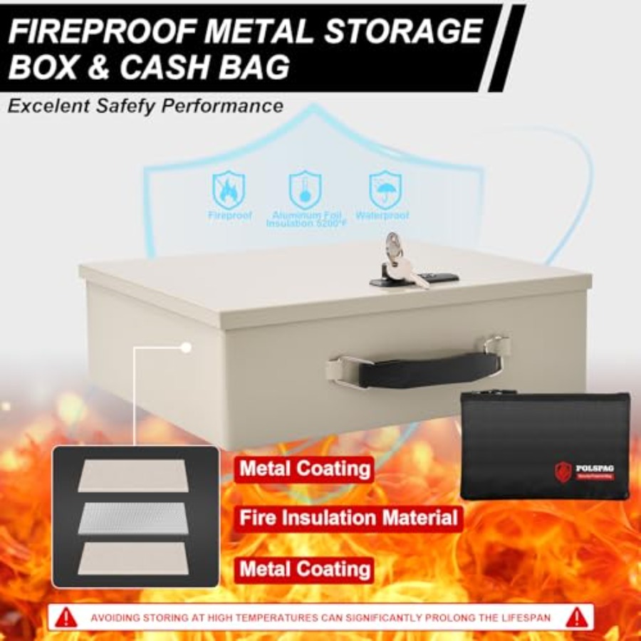 Fireproof Document Box with Ke - Fire Safe Document avis et prix