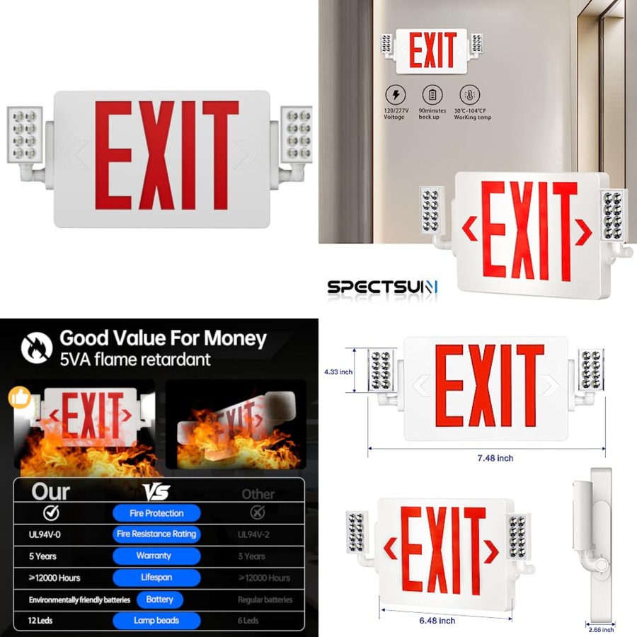 Spectsun 1 Pack Exit Signs wit - Emergency Exit Sign avis et prix