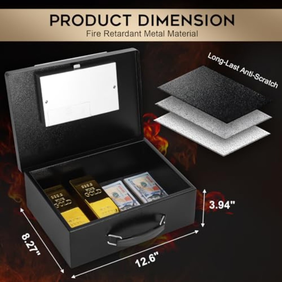 Portable Metal Safe Box with D - Fire Safe Document avis et prix