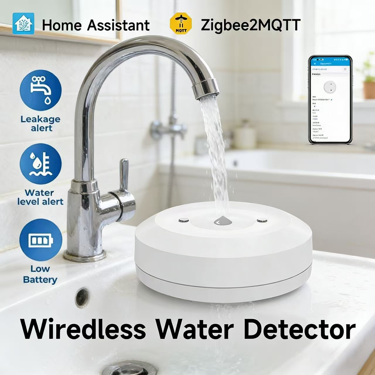 Smart ZigBee3.0 2MQTT Water Le - Water Alarm Sensor avis et prix