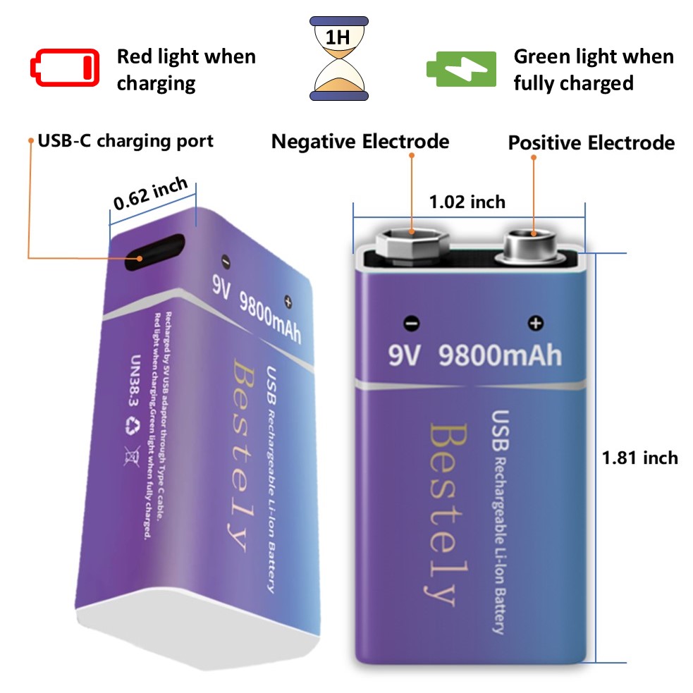 Rechargeable 9V Battery, 9800m - Smoke Detector Interconnected avis et prix