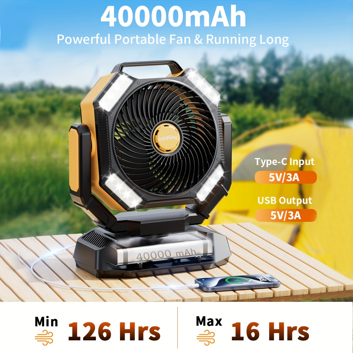 coldSky  Camping Fan, Battery  - Power Outage Light avis et prix