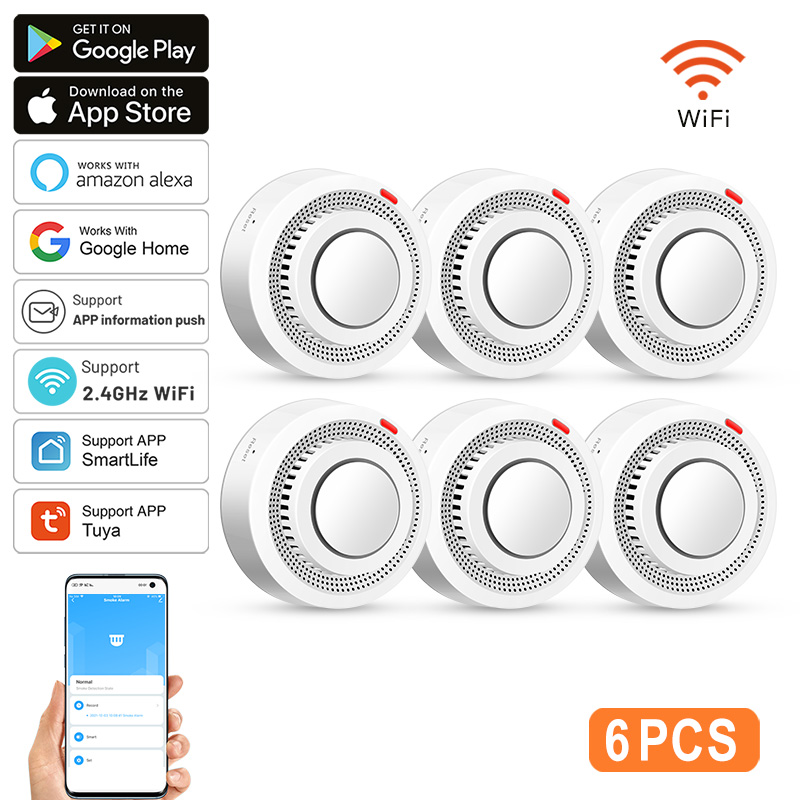 6Pack Tuya WiFi Smart Smoke Se - Smoke Detector Interconnected avis et prix