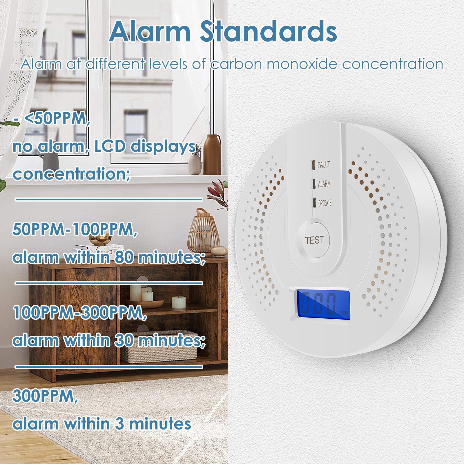 Independent CO Alarm Sensor Ca - Smoke Detector Interconnected avis et prix